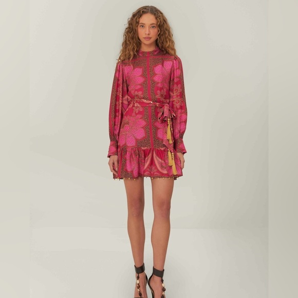 FARM Rio Dresses & Skirts - FARM Rio NWT Pink Floral Glam Scarf Lenzing™ Ecovero™ Mini Dress